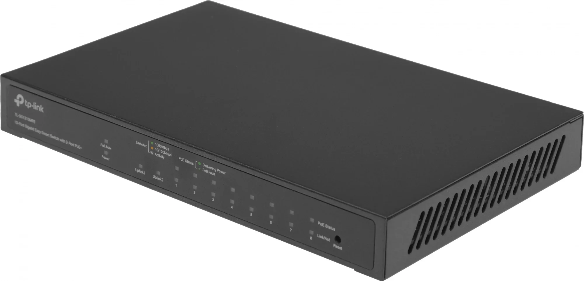 Коммутатор TP-Link TL-SG1210MPE, 8×1GbE PoE+, 2×1GbE, 1×SFP, 123W