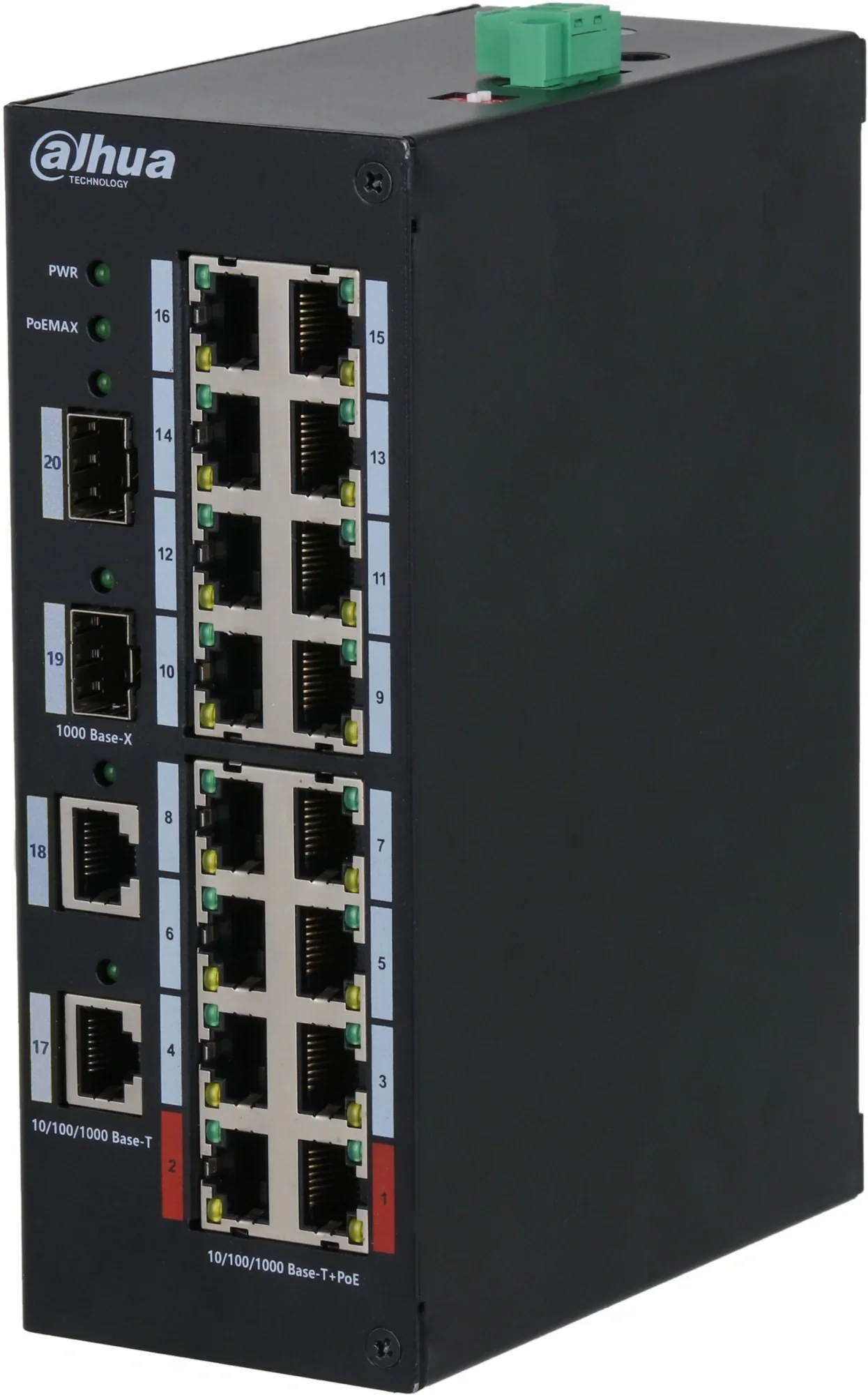 Коммутатор Dahua DH-HS3220-16GT-190, неуправляемый, 16×1GbE PoE, 2×SFP, 190Вт