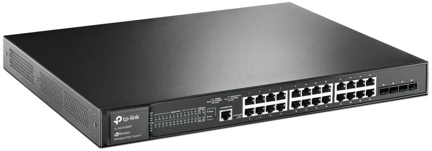 SG3428MP - Коммутатор, TP-Link, SG3428MP, JetStream, управляемый L2+, 24 порта 10/100/1000М (PoE+) , 4 SFP порта, PoE+ бюджет 384Вт