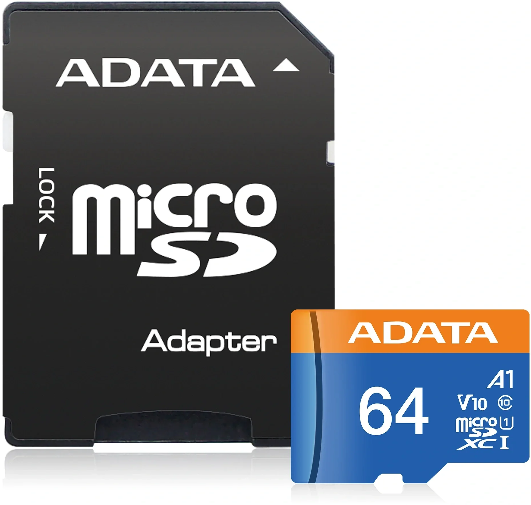 Карта памяти ADATA microSDXC 64GB ADATA Premier Memory Card AUSDX64GUICL10A1-RA1 UHS-I Class 10/V10 A1, 100/25 MB/s, AUSDX64GUICL10A1-RA1 Adapter, -25°C + 85°C, RTL (461933)