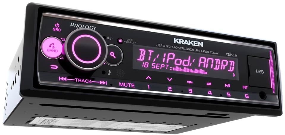Автомагнитола Prology CDP-8.0 KRAKEN, 1 DIN, Bluetooth, USB Type-A, AUX, пульт ДУ