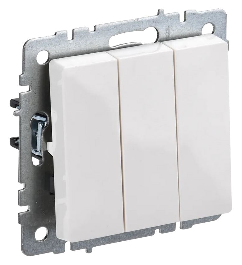 Выключатель IEK BR-V30-0-10-K01, 3-клавишный, скрытой установки, белый