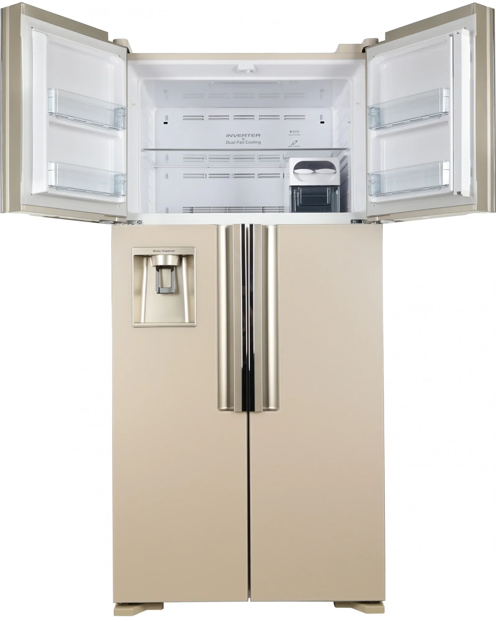 Холодильник Hitachi R-W660PUC7 GBE 2-хкамерн. бежевый стекло инвертер