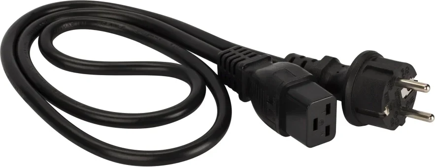LANMASTER Шнур питания LAN-PP19/SH-0.5-BK C19-Schuko проводник.:3x1.5мм2 0.5м 220В 16А черный