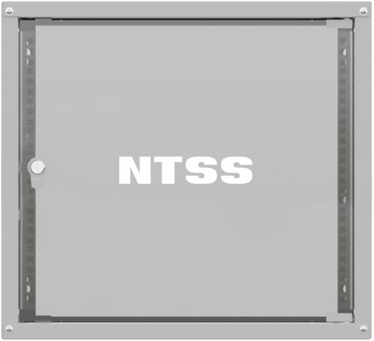 Шкаф коммутационный NTSS Lime (NTSS-WL9U5545GS) настенный 9U 550x450мм пер.дв.стекл несъемн.бок.пан. 30кг серый 370мм 12кг 110град. 500мм IP20 укомплектованный
