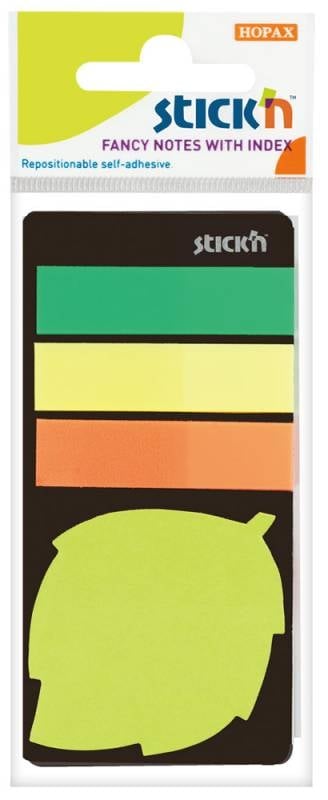 Блок самоклеящийся Stick'n 21476, 44×44мм, 20 листов, неон зеленый, вырубной