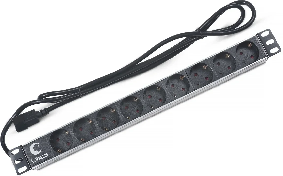 Блок PDU Cabeus PDU-9P-2IEC, 9 розеток, 10A, 1U, IEC C14