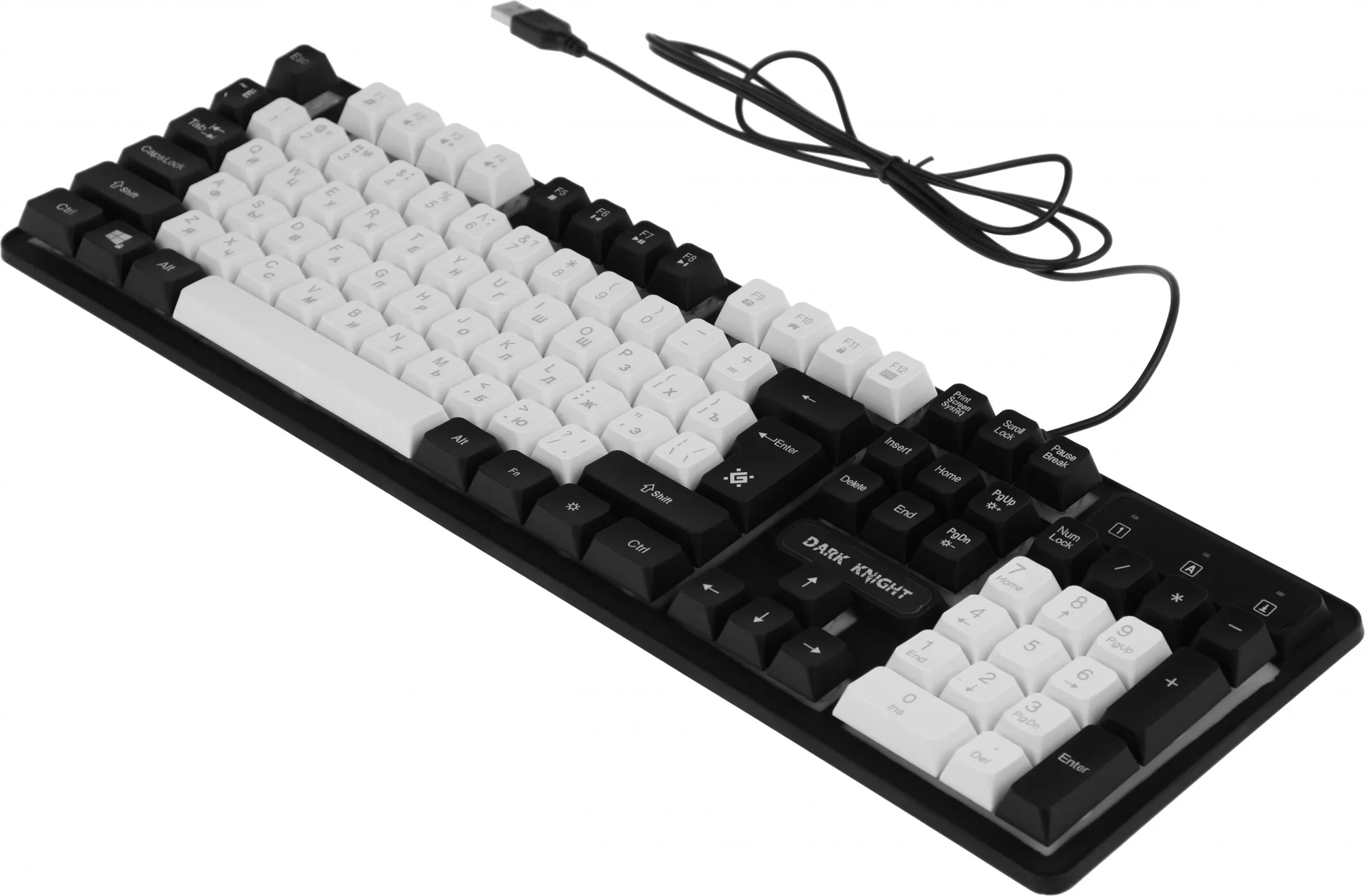 Defender Игровая клавиатура проводная Dark Knight GK-077 RU,бел-черн,104кн, радужная