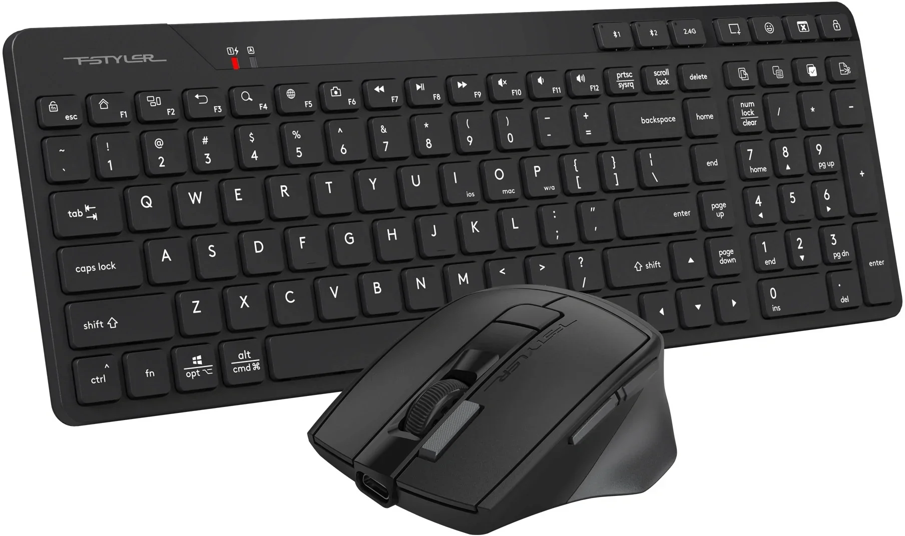 Клавиатура + мышь A4Tech Fstyler FB2800C Air2 клав:черный/серый мышь:черный/серый USB беспроводная Bluetooth/Радио slim