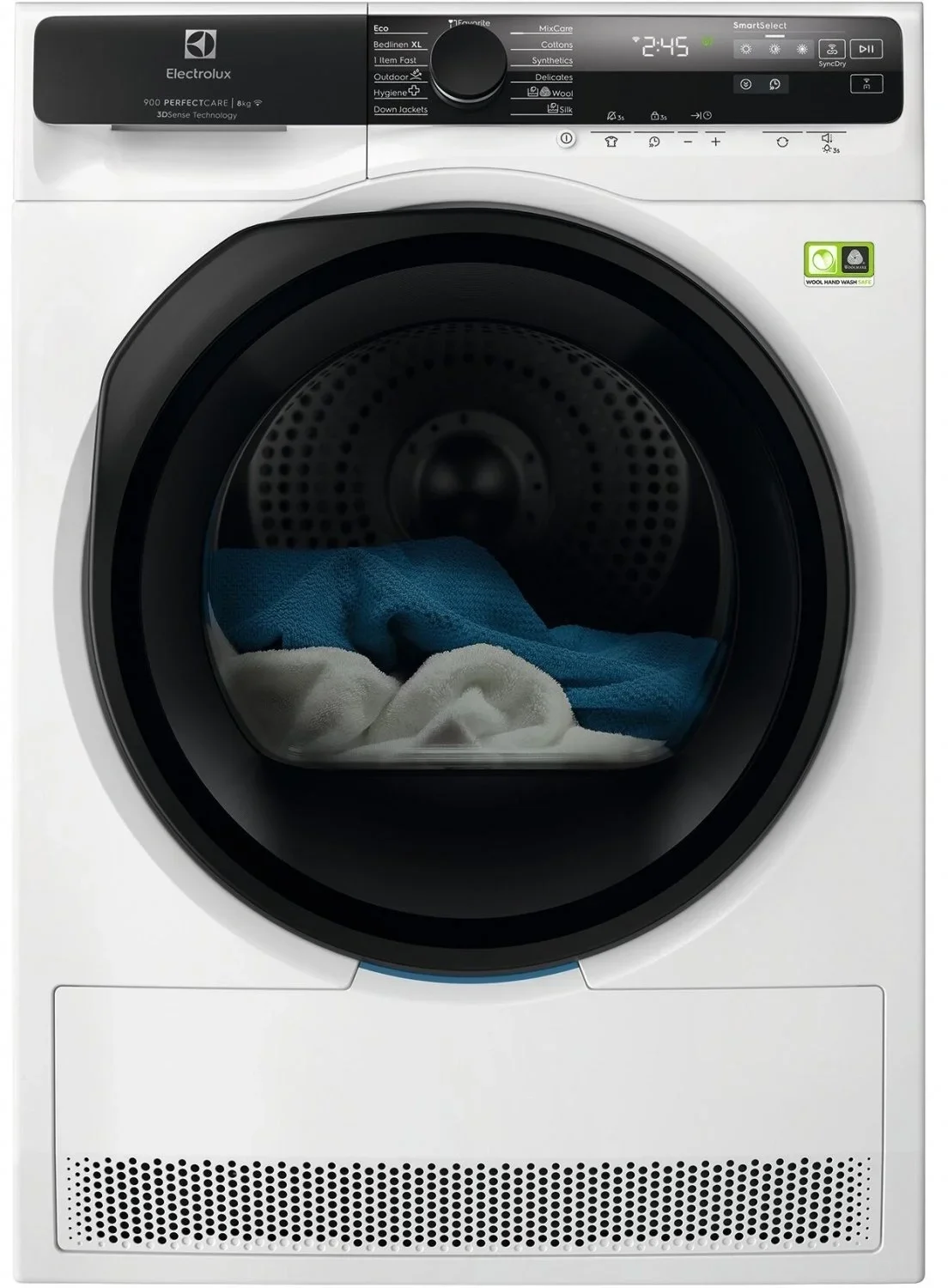 Сушильный барабан ELECTROLUX/ Сушильный барабан с тепловым насосом,глубина, см: 63.8, Цвет: белый, Максимальная загрузка белья (кг): 8, 12 программ, инверторный мотор,панель управления на английском языке