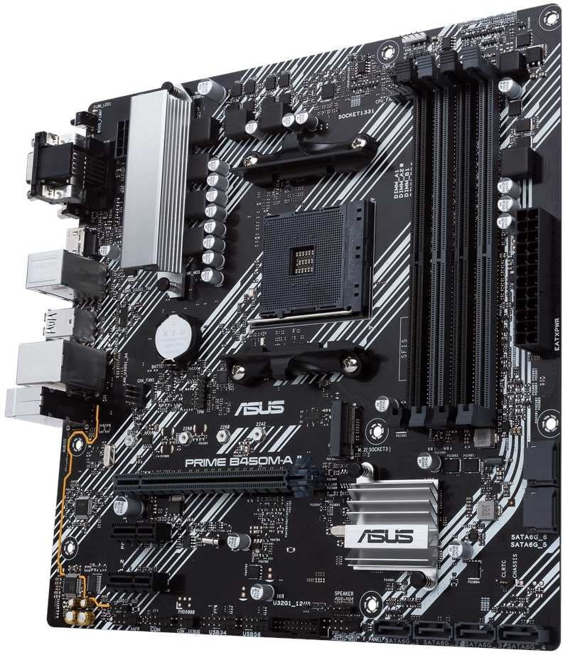 ASUS PRIME B450M-A II (Socket AM4, mATX, 4xDDR4(128GB), VGA/DVI-D/HDMI 2.0, 1xPCIe 3.0x16/2xPCIe 2.0, 1xLAN, 6xSATA 6Gb/s, 1xM.2, 6xUSB 3.2, 1xPS/2)