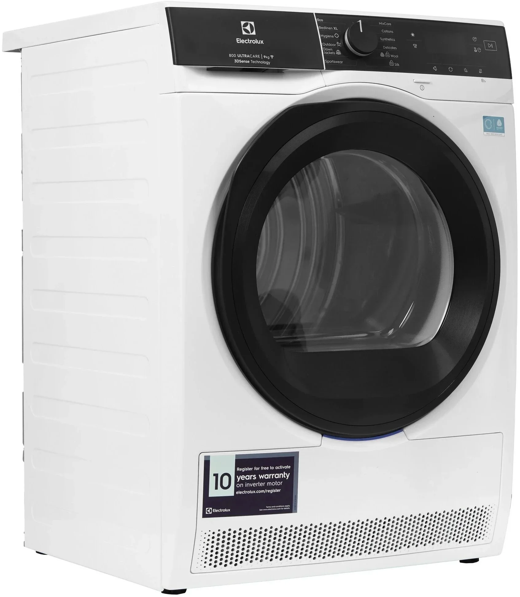 Сушильный барабан ELECTROLUX/ Сушильный барабан с тепловым насосом,SteamCare,глубина, см: 63.8, Цвет: белый, Максимальная загрузка белья (кг): 9, 12 программ, инверторный мотор,панель управления на английском языке