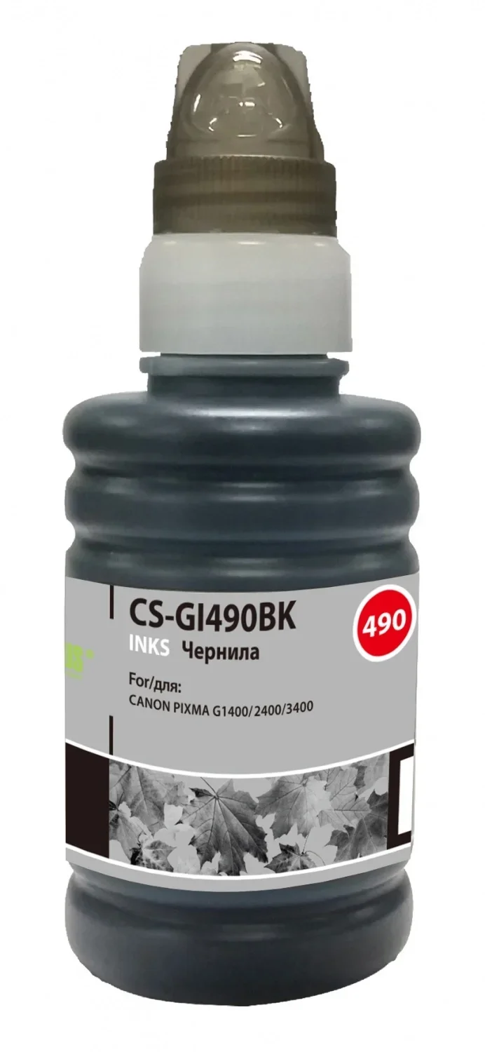 -/ Чернила Cactus CS-GI-490BK GI-490 черный пигментный 135мл для Canon PIXMA G1400/G1410/G1411/G2400/G2410/G2411/G3400/G3410/G3411/G4400/G4410/G4411