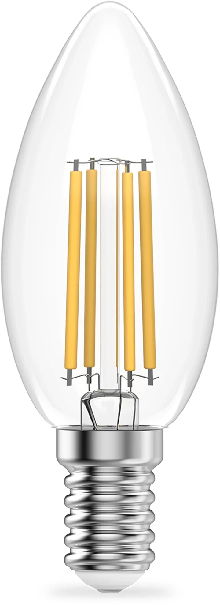 Лампа светодиодная филаментная Gauss Filament 12Вт цок.:E14 свеча св.свеч.бел.теп. (упак.:10шт)