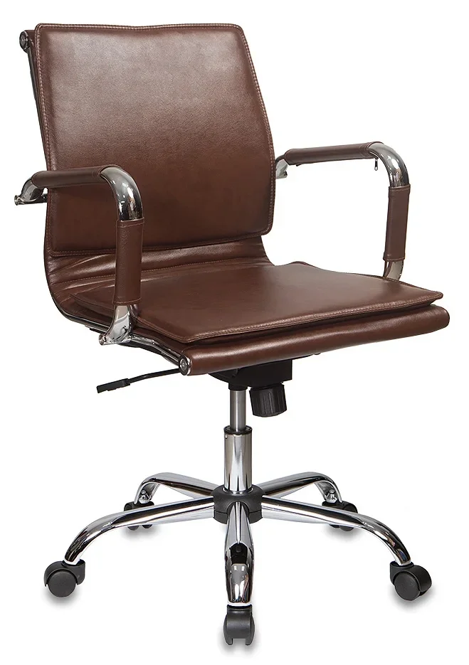 CH-993-LOW/BROWN  Кресло руководителя Бюрократ Ch-993-Low коричневый экокожа низк.спин.  крестов. металл хром