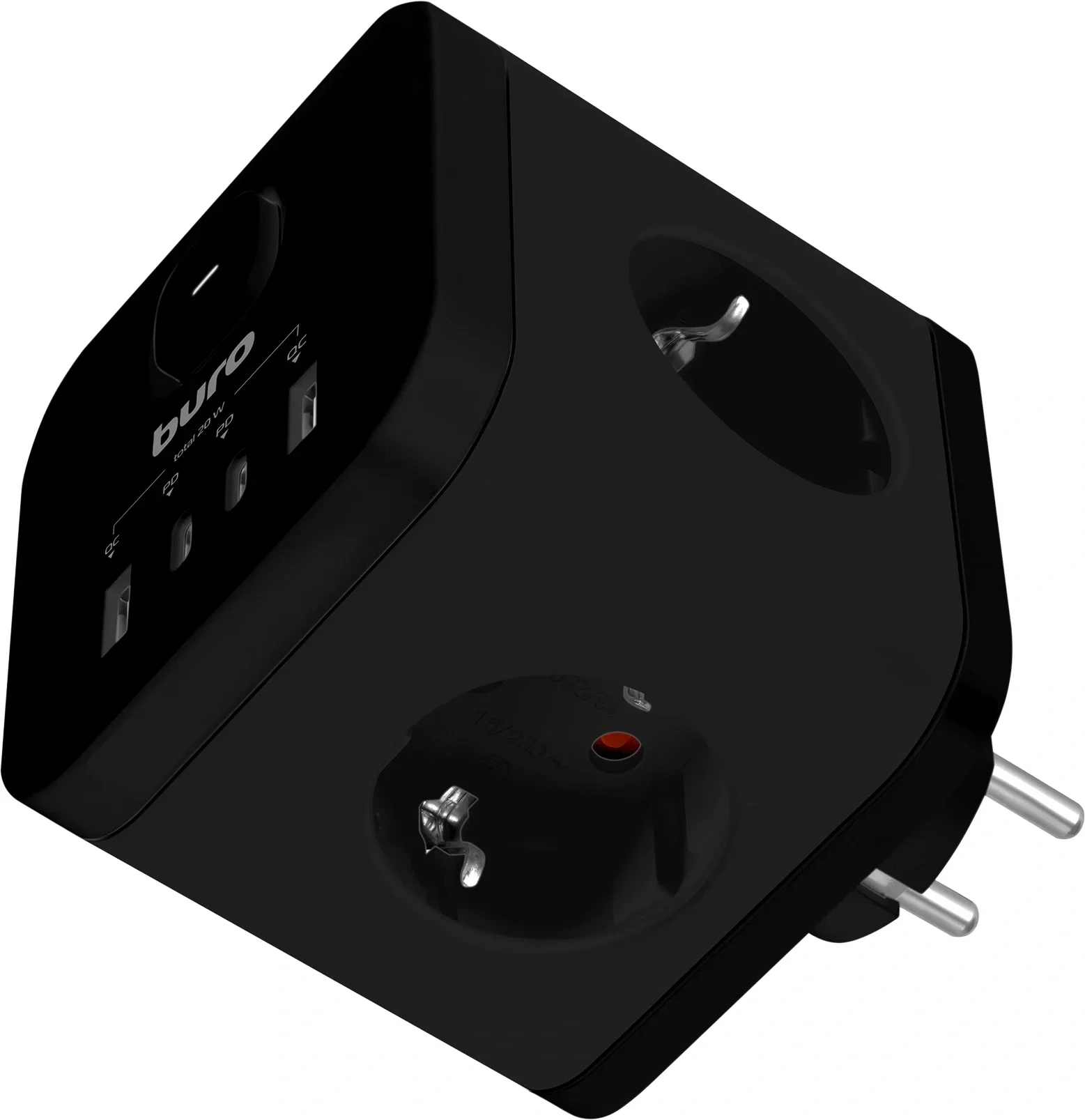 Сетевой разветвитель Buro BU-PW3UC-Plus-B (3 розетки) черный (коробка)