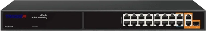 Коммутатор Trassir TR-NS11191S-285-16PoE, 16×1GbE PoE, 2×SFP, 285 Вт