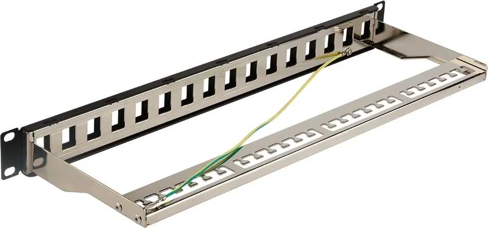 Патч-панель LANMASTER - PPN16OK, 16-ports, STP, Пустые шторки, без модулей (для Keystone), 1U, LAN-PPN16OK-STP