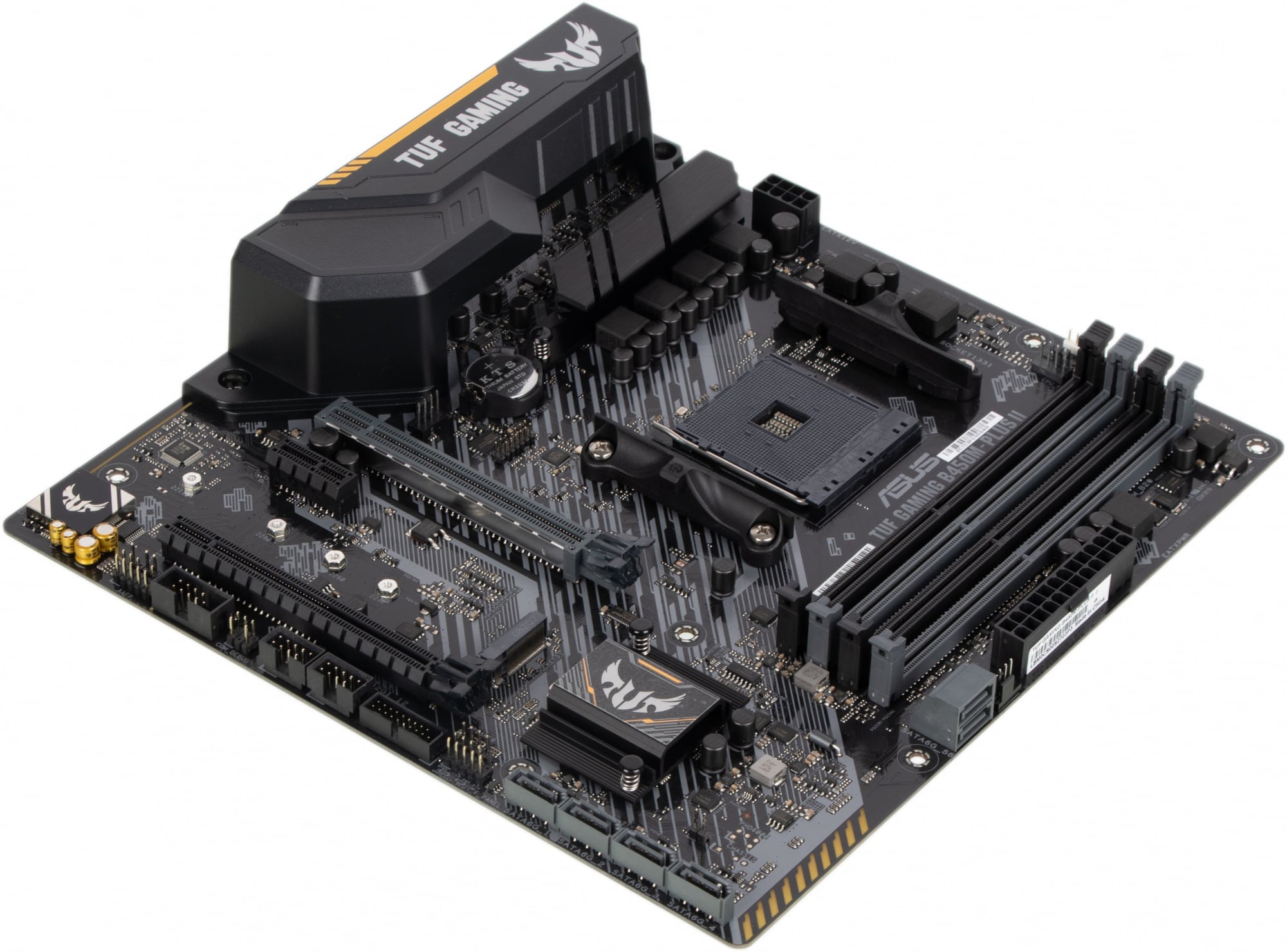 Материнская плата ASUS TUF GAMING B450M-PLUS II, AM4, AMD B450, 4xDDR4, 6xSATA, 1xM.2, 1xPCIe 3.0 x16, 1xPCIe 2.0 x16, 1xPCIe x1, 1xHDMI, 1xDVI-D, 1x 1Gb LAN, 2xUSB-A 3.2 Gen 1, 1xUSB-A 3.2 Gen 2, 2xUSB-A 2.0, 1xUSB-C 3.2 Gen 1, 3x3.5 мм, 7.1, mATX