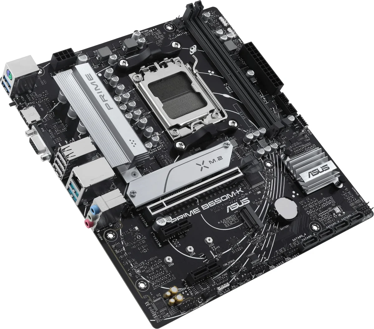 Материнская плата ASUS PRIME B650M-K, Socket AM5, AMD B650, 2xDDR5, 4xSATA, 2xM.2, 1xPCIe 4.0 x16, 2xPCIe 4.0 x1, 1xHDMI, 1xVGA, 1x 2.5Gb LAN, 4xUSB-A 2.0, 2xUSB-A 3.2 Gen 1, 2xUSB-A 3.2 Gen 2, 3x3.5 мм, 7.1, mATX