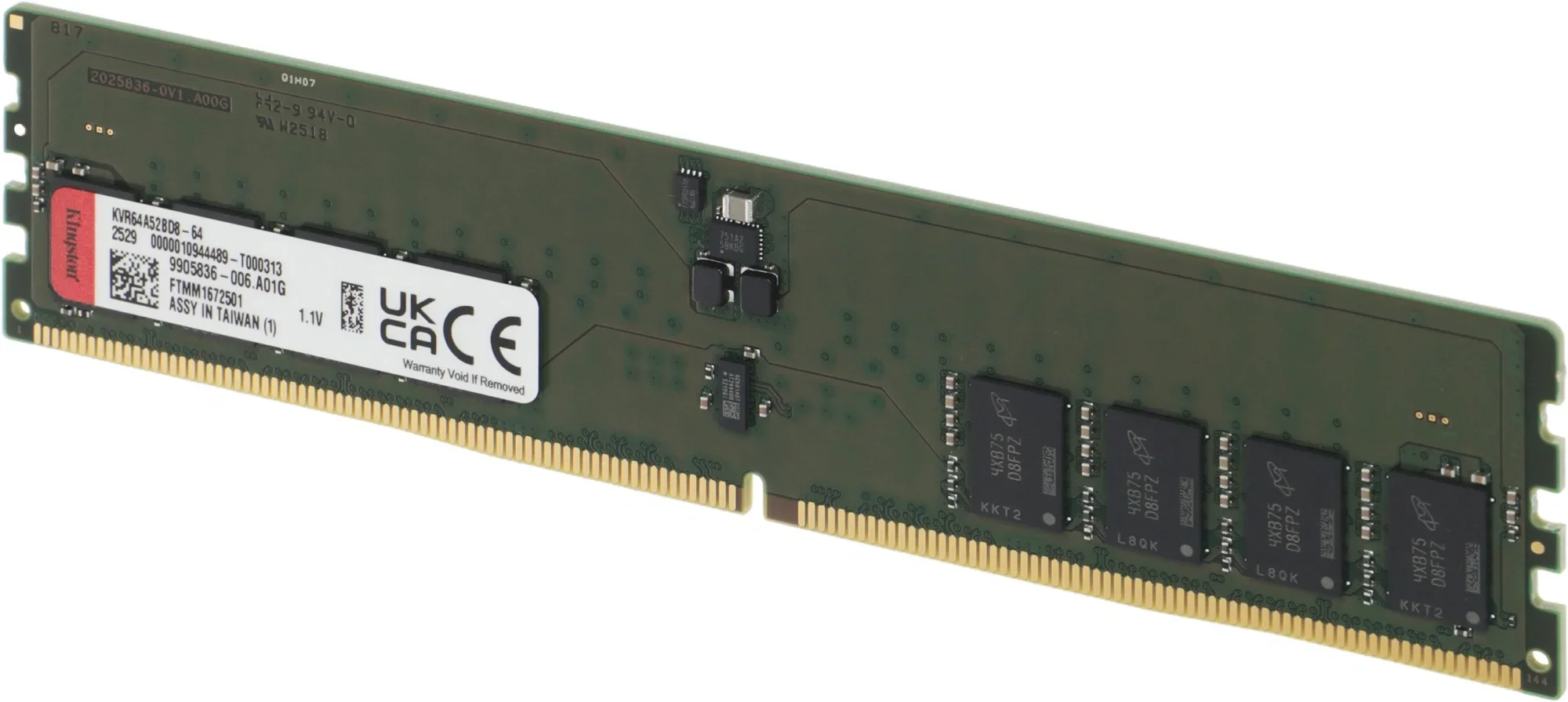 Память DDR5 64GB 6400MHz Kingston KVR64A52BD8-64 Valueram RTL PC5-51200 CL52 DIMM 288-pin 1.1В dual rank Ret