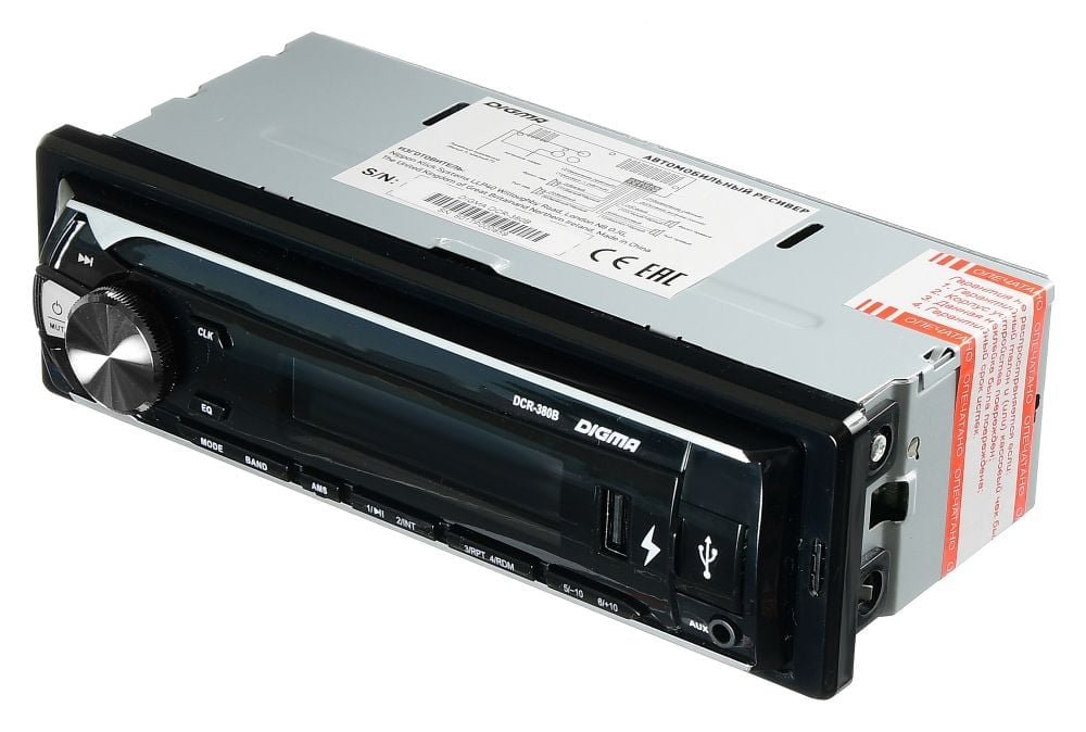 Автомагнитола  Digma  DCR-380B  1DIN 4x45Вт