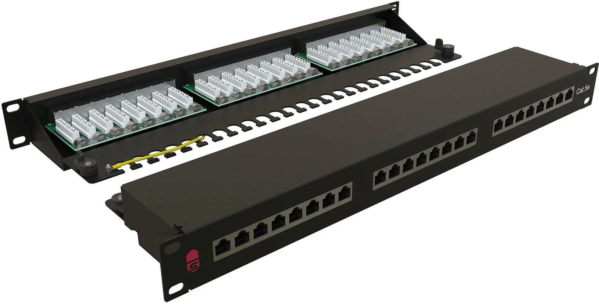 Патч-панель Sysmatrix - PP 1901U, 24-ports, кат. 5e, FTP, RJ-45, IDC Dual, 1U, 1 Гб/с, цвет чёрный, PP 1901U.S245ES.N