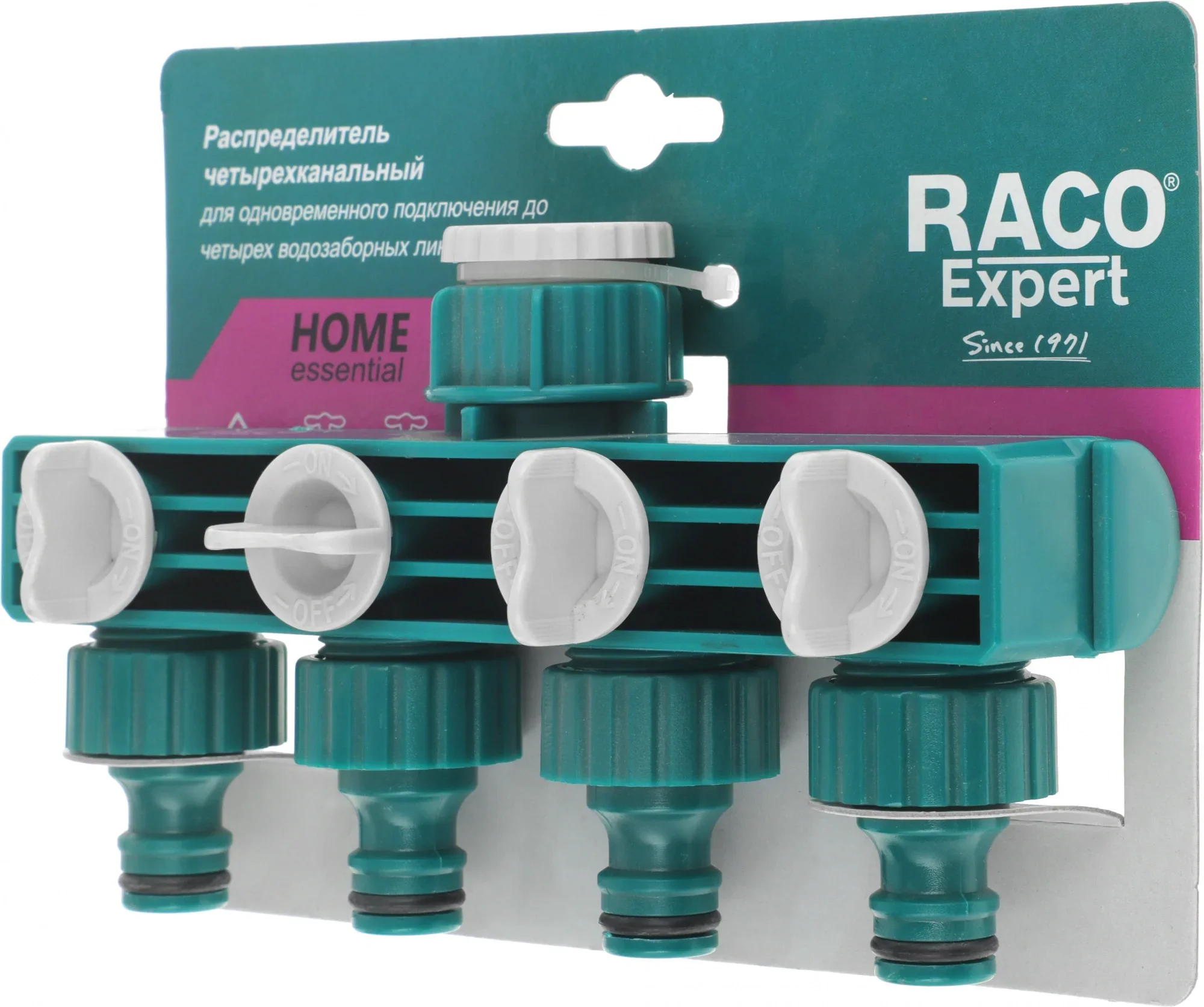 Распределитель Raco 4250-55258C Д.вх.1/2" Д.вых.3/4" зеленый/белый