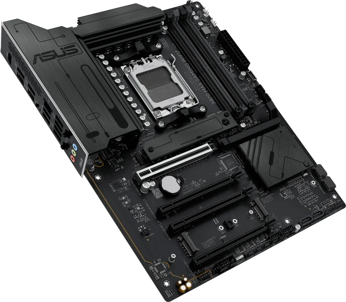 ASUS X870 MAX GAMING WIFI7 (Socket AM5, ATX, 4xDDR5(256GB), HDMI, 1xPCIe 5.0x16/2xPCIe 4.0x16/xPCIe 3.0x16, 1xLAN (2.5GbE), Wi-Fi 7, BT, 4xSATA 6Gb/s, 3xM.2, 2xUSB4 Type-C, 4xUSB 3.2, 4xUSB 2.0)