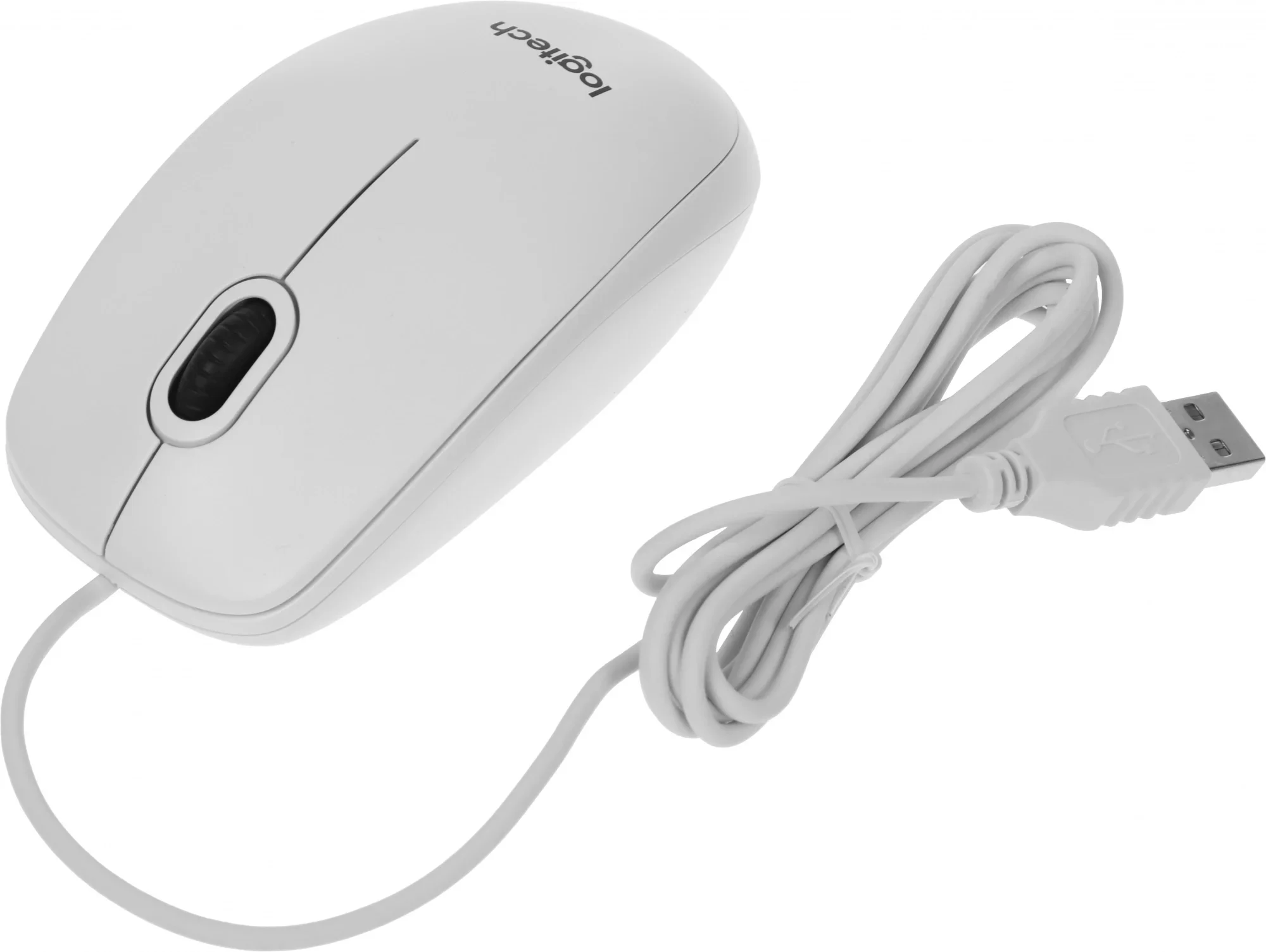 Мышь Logitech - B100, Проводная, USB, Optical, 800 dpi, 3 btns, цвет белый, 910-003360