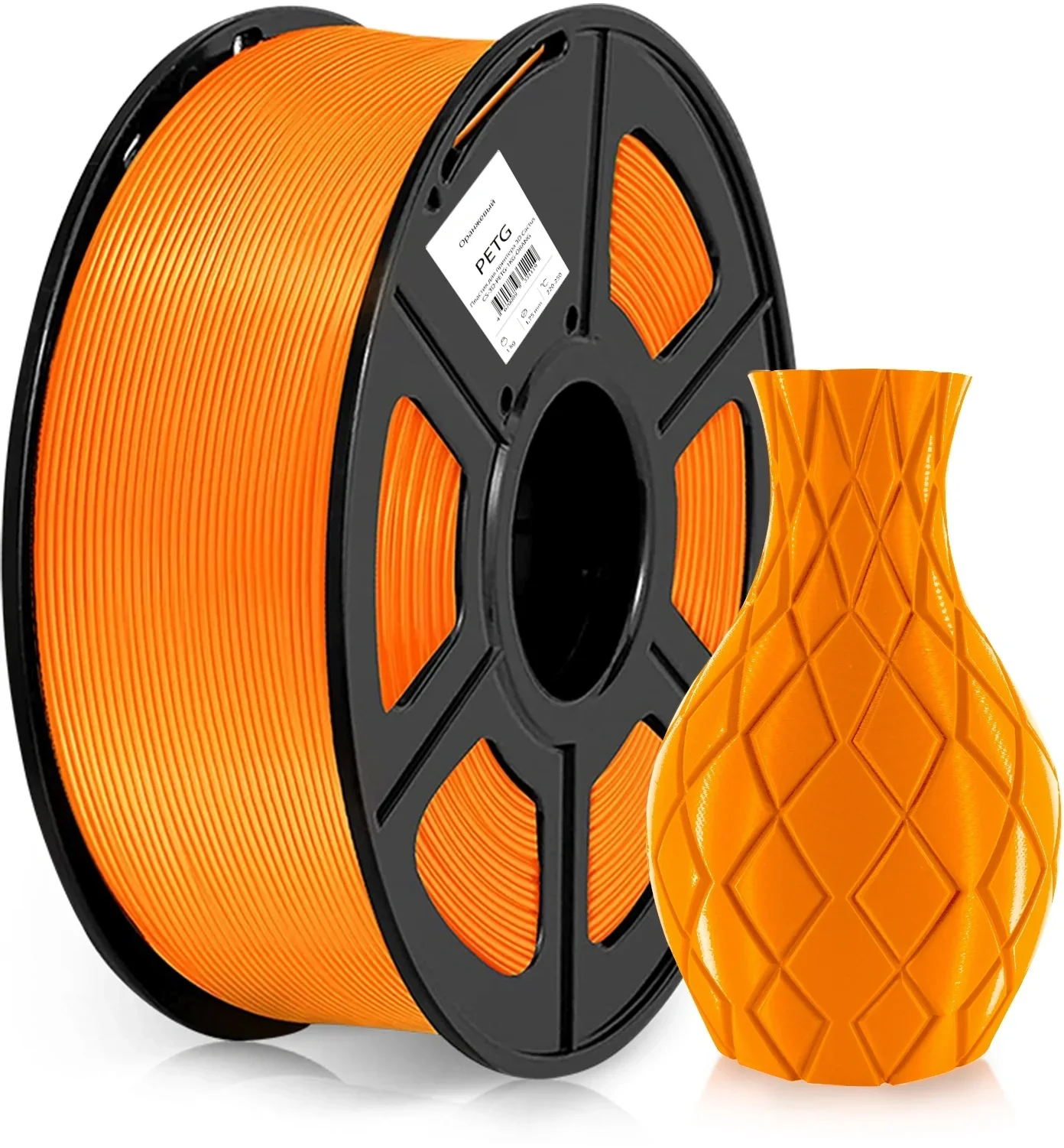 Пластик для принтера 3D Cactus CS-3D-PETG-1KG-ORANGE PETG d1.75мм 1кг  L316м  1цв.