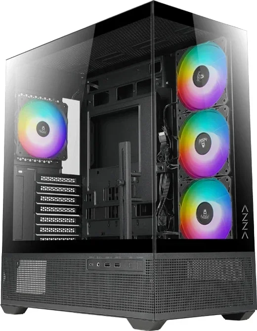 Компьютерный корпус Azza TIARA черный без БП ATX 4x120мм 2xUSB 3.0 1xUSB3.1 audio bott PSU
