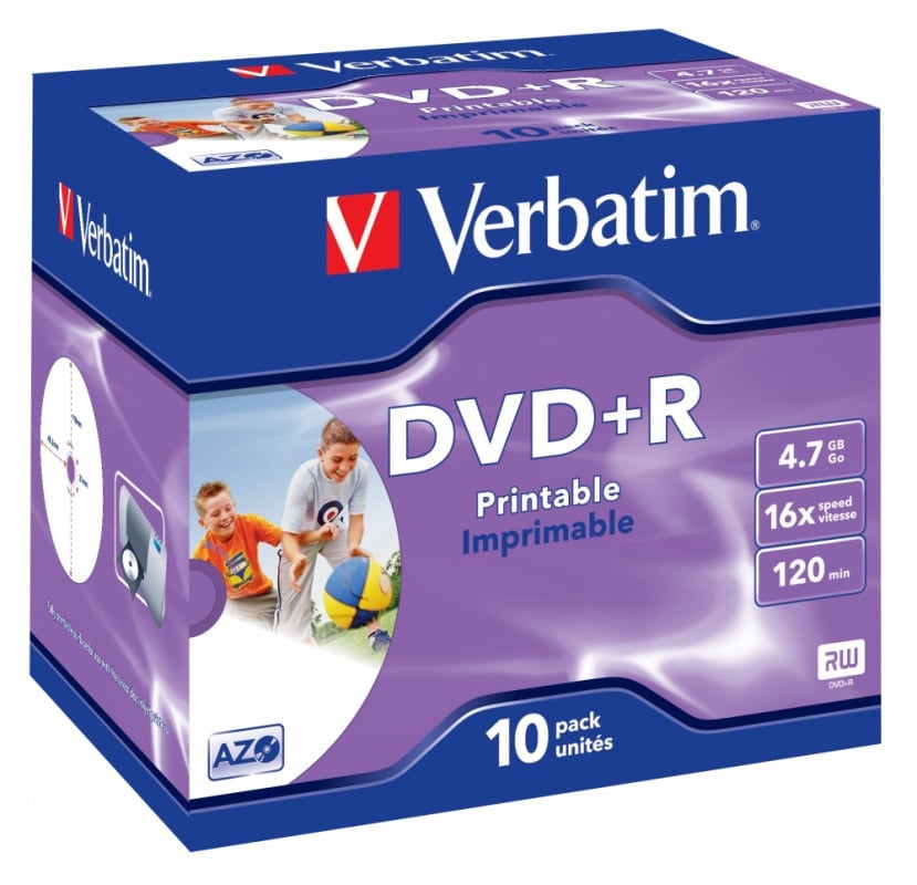 <113800> Диск DVD+R 4,7Gb Verbatim 16x Jewel case Printable [43508/43507_штучно]