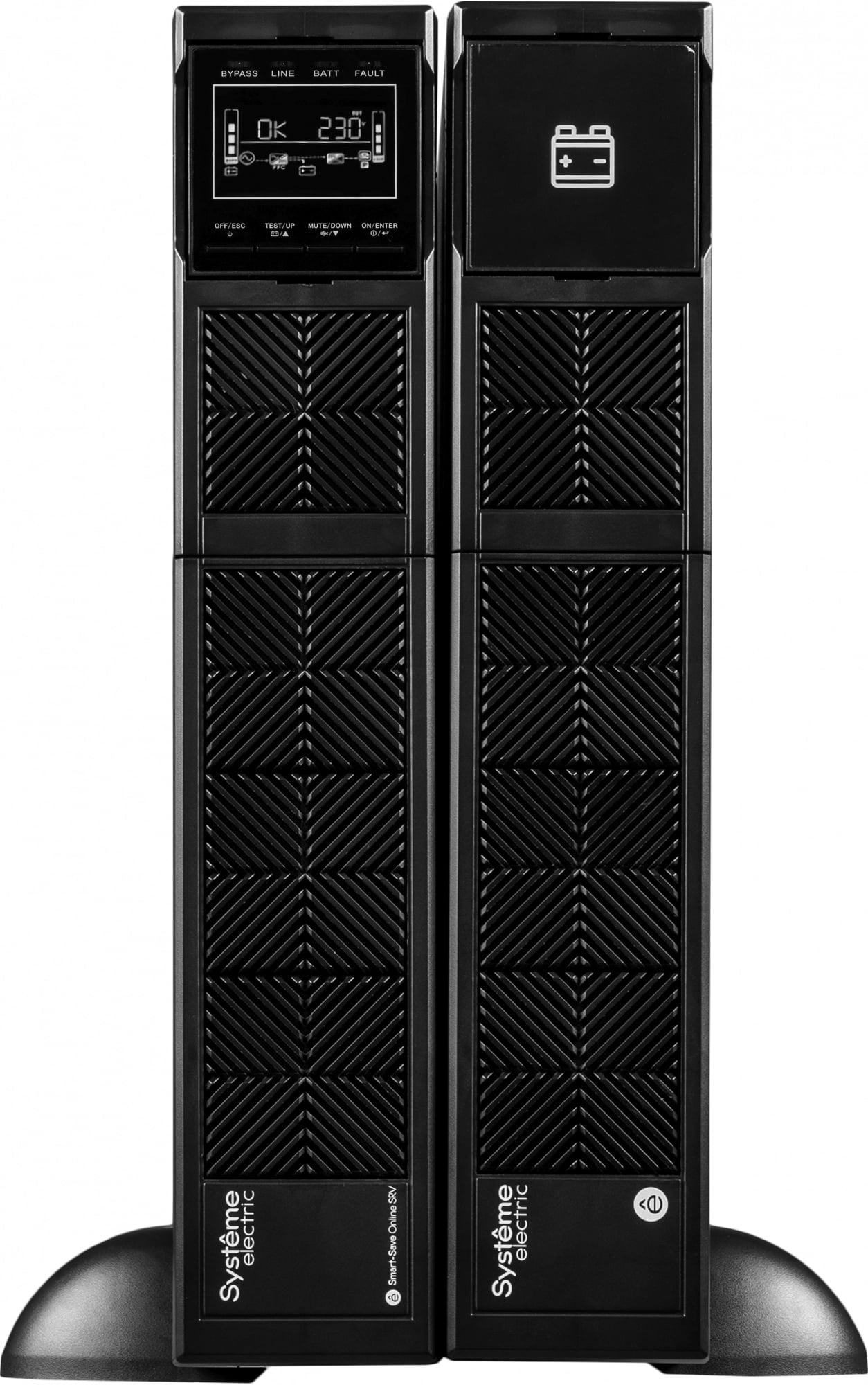 ИБП Systeme Electric Smart-Save Online SRV 6000 ВА, конвертируемый форм-фактор 4U, 230 В, 1:1, клеммный вход/выход, SmartSlot, LCD, USB, версия с возможностью увеличения времени автономии, 2 кор.