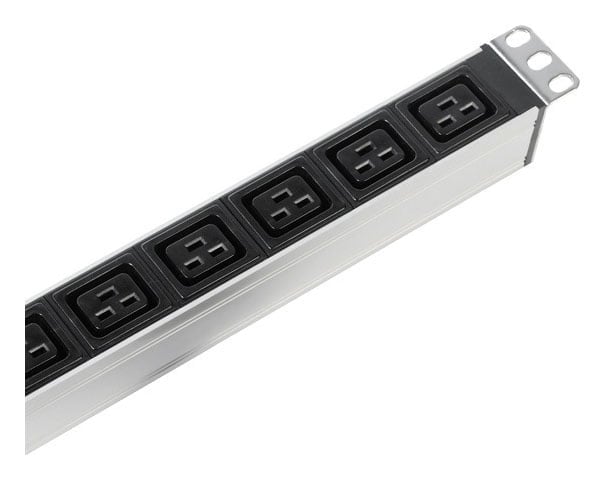 REM Вертикальный блок розеток Rem-16 с авт. 16А, 10 Shuko, 10 IEC 60320 C19, 16A, алюм.,33-38U,шнур 3 м. (R-16-10S-10C19-A-1420-3)