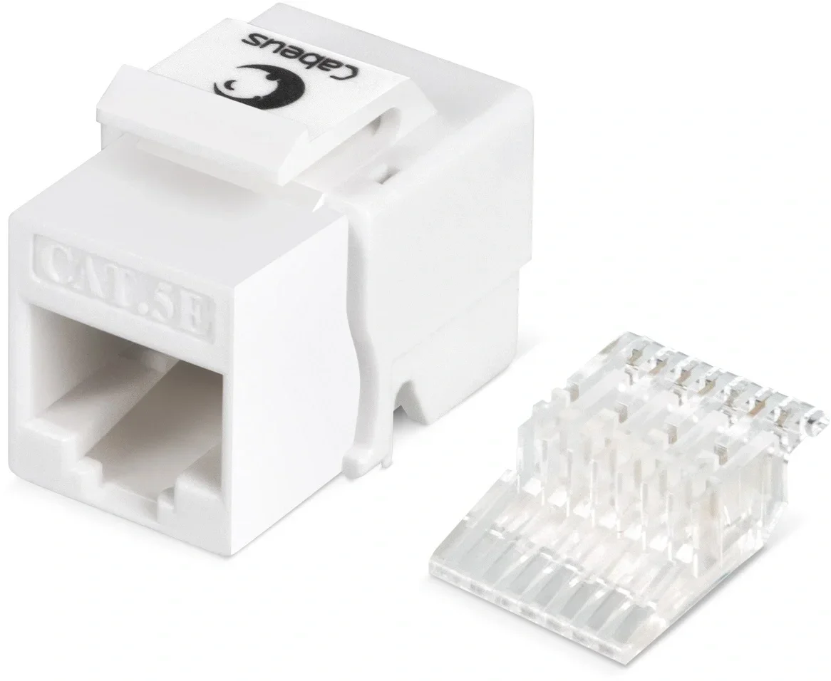 KJ-RJ45-Cat.5e-Toolless Модуль Cabeus  (вставка) Keystone Jack RJ-45(8P8C), категория 5e, без инструмента  Tooless,  бела