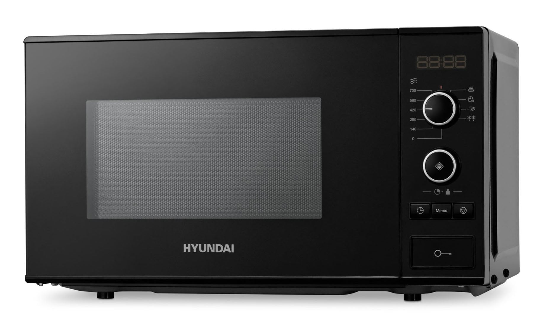 Микроволновая печь Hyundai HYM-D3032 черный, 20 л, 700 Вт, переключатели - кнопки, поворотный механизм