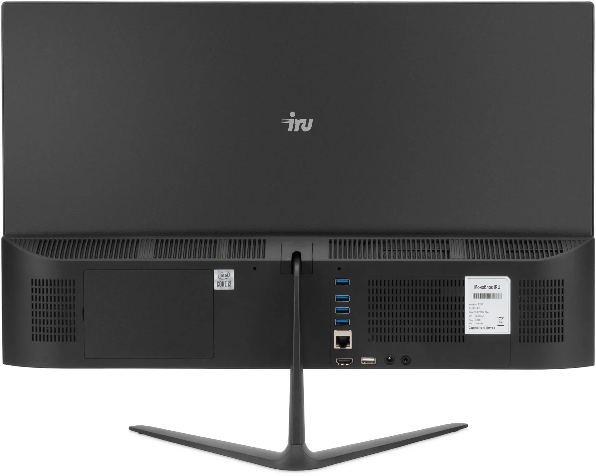 Моноблок IRU P233 23.8" Full HD i3 1005G1 (1.2) 8Gb SSD256Gb UHDG CR без ОС GbitEth WiFi BT 90W Cam черный 1920x1080
