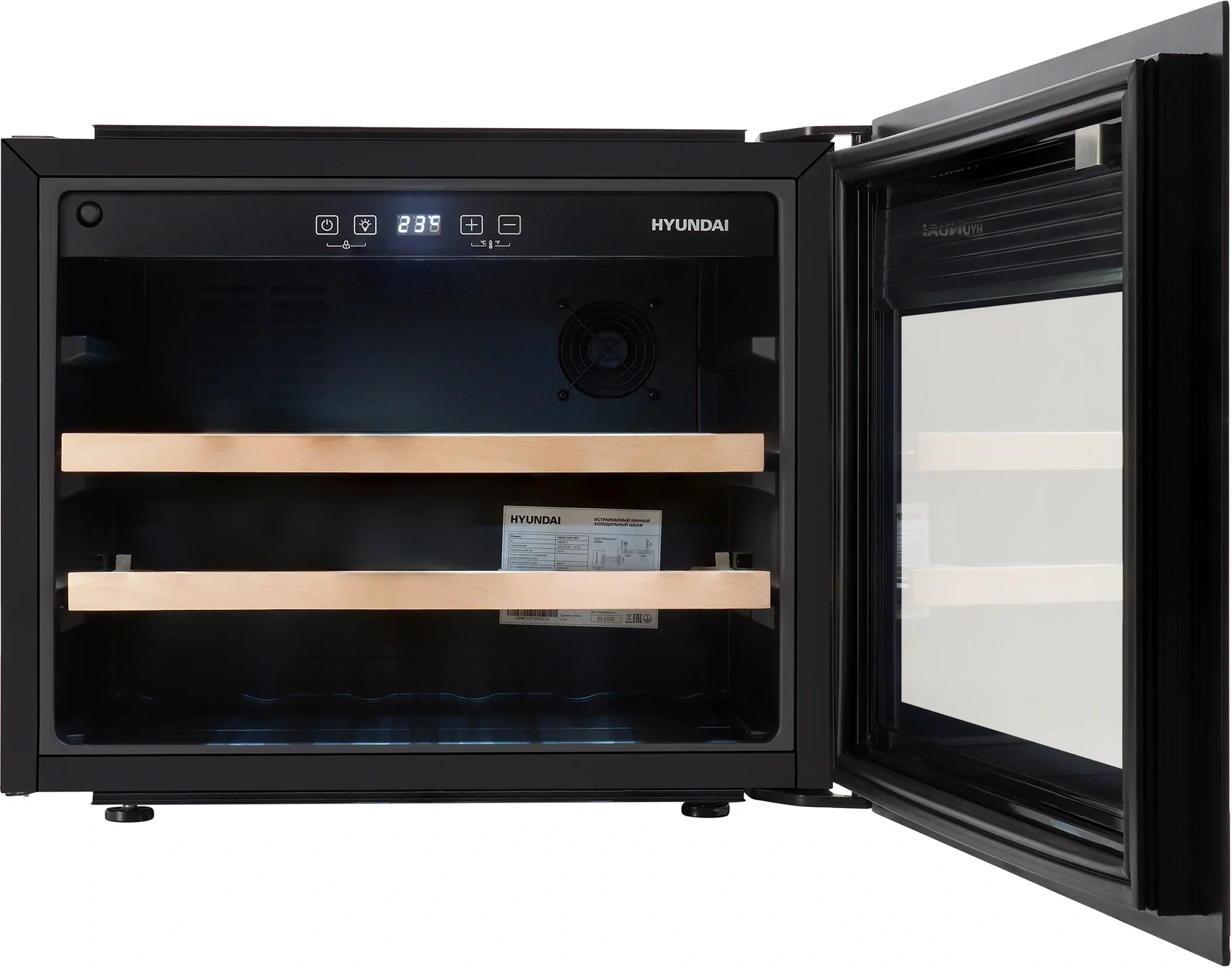 Винный шкаф встраиваемый Hyundai HBWC 0461 SCT 1-нокамерн. черный