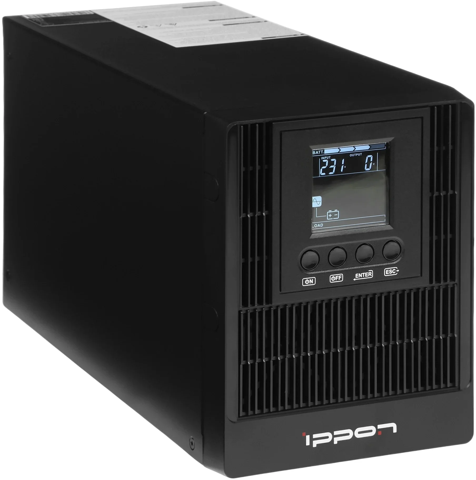 ИБП Ippon - TBE 1000 ВА/900 Вт, On-Line, in (1xIEC-320 C14), 3xSchuko, LCD, Tower, цвет чёрный, 2050426