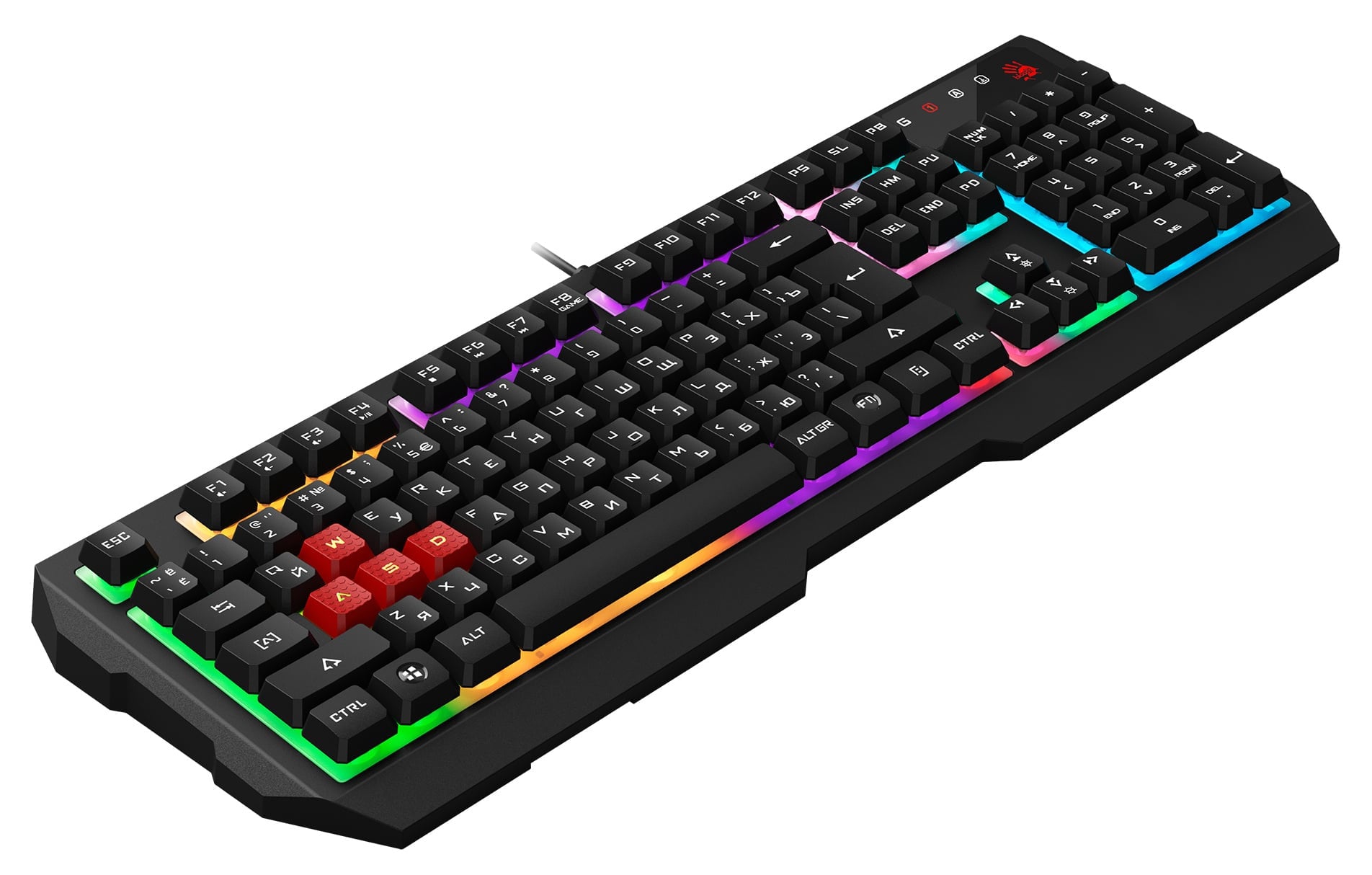 Клавиатура A4Tech Bloody B135N черный USB Multimedia for gamer LED (подставка для запястий) (B135N)