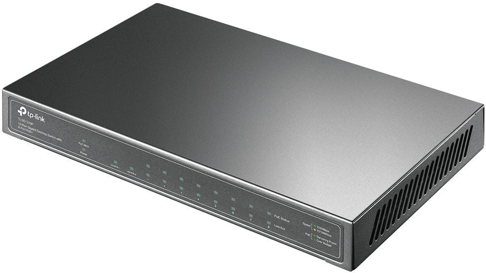 Коммутатор TP-Link 9 портов 10/100/1000 Мбит/с с разъёмами RJ45, 1 гигабитный порт SFP
Оснащён 8 портами PoE+, позволяющими передавать питание и данные по одному кабелю
Совместим с устройствами питания на базе IEEE 802.3af/at, позволяет расширить домашнюю или офисную сеть
802.1p/DSCP QoS обеспечивает плавную передачу критичного к задержкам трафика
Поддержка PoE с бюджетом до 30 Вт на каждый порт PoE и до 63 Вт на все порты PoE
Не требует специальной установки и настройки