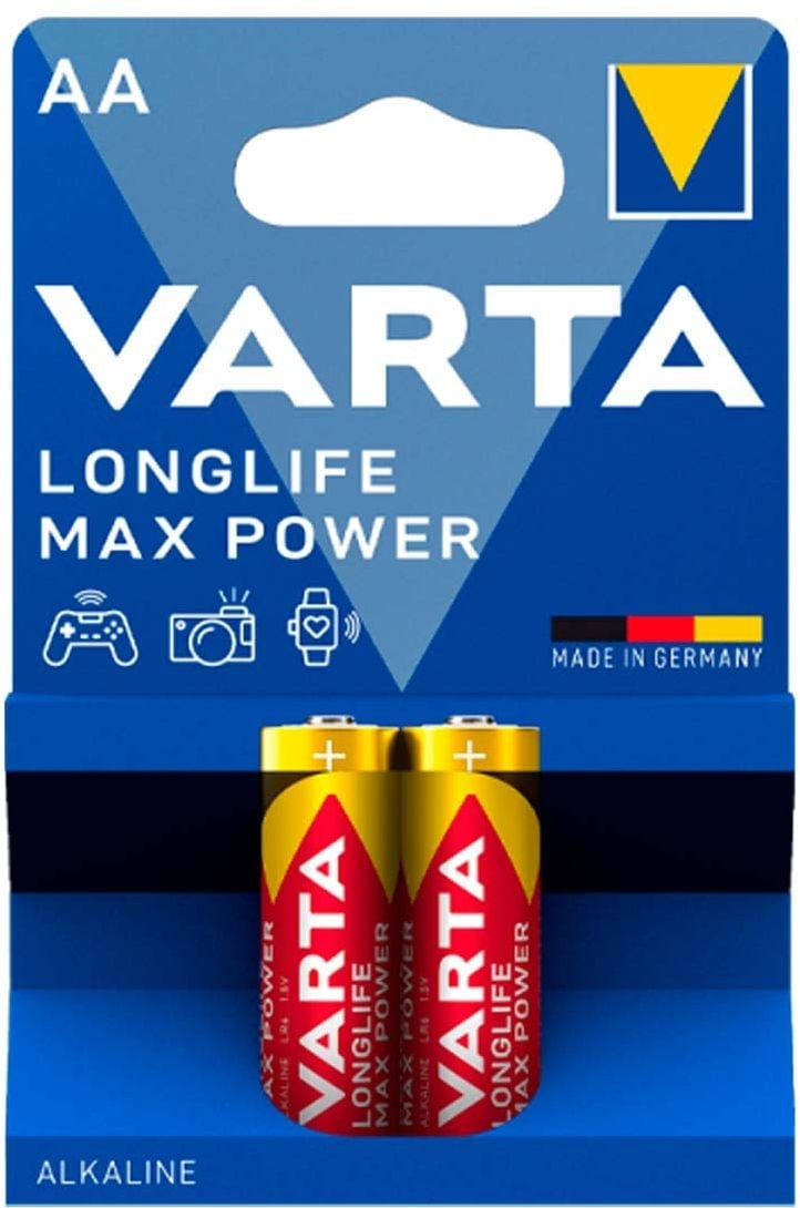Батарейка Varta LONGLIFE MAX, AA (LR06/15А), 1.5V, 2шт. (04706101412)