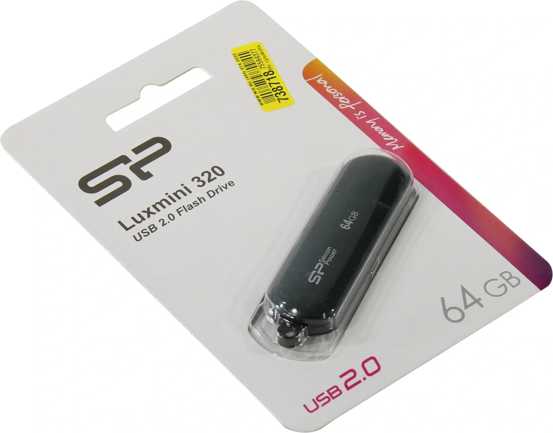 USB накопитель SILICON POWER - LuxMini 320, USB Type A (USB 2.0), 64 ГБ, цвет зелёный, SP064GBUF2320V1N