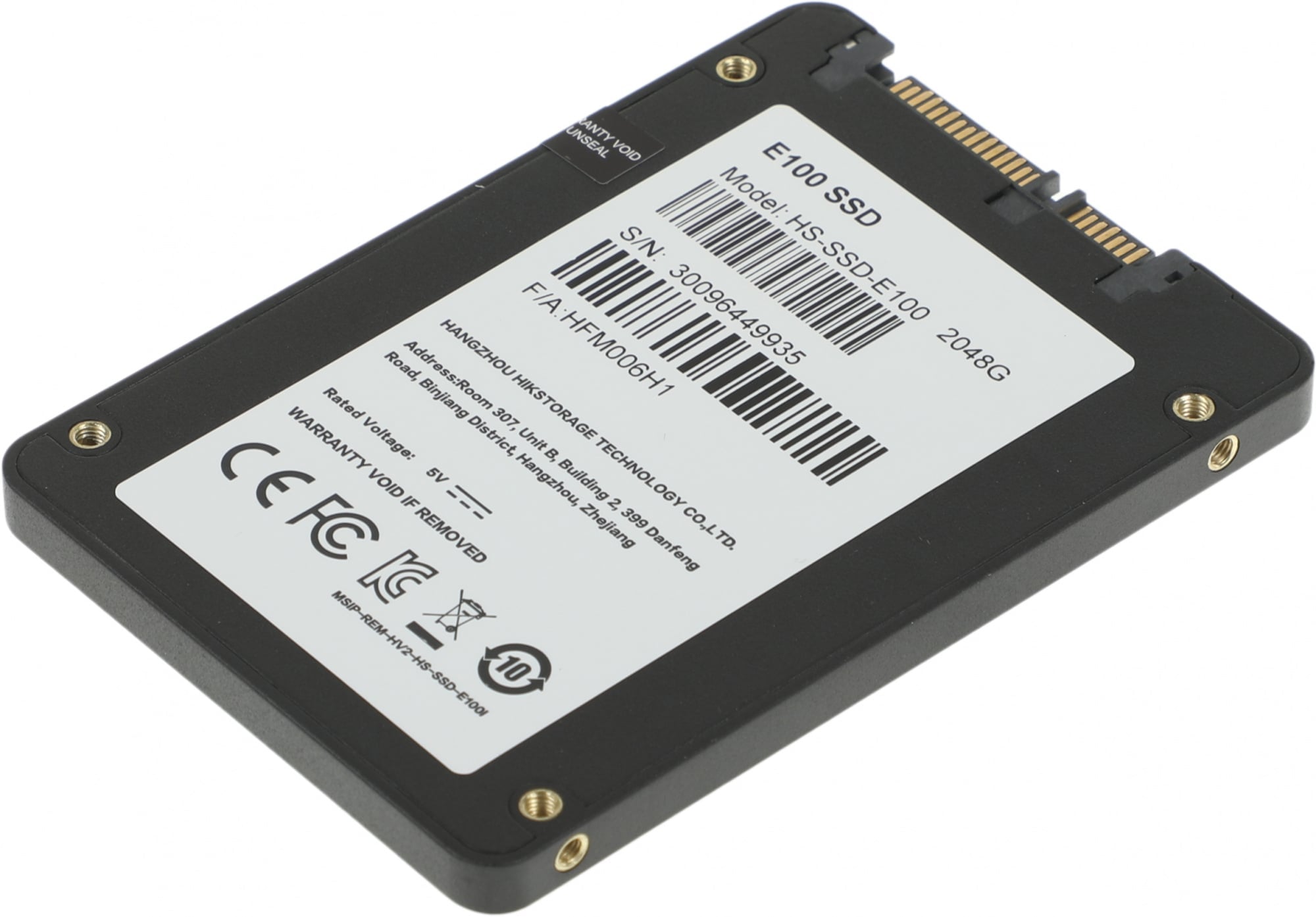Накопитель SSD Hikvision HS-SSD-E100/2048G Hiksemi, 2Tb, 2.5", SATA III, SATA, R/W 560/520