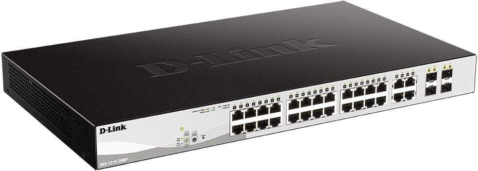 Коммутатор D-Link DGS-1210-28MP/F4A, L2, 24×1GbE PoE, 370W, 4×Combo SFP