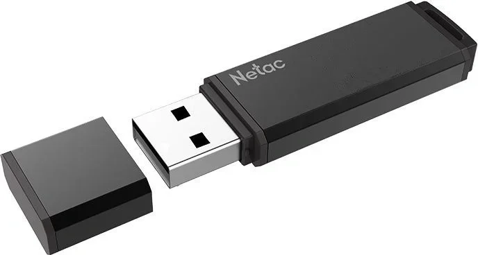 <107070> Флешка .16Gb Netac U351 USB2.0 с колпачком, металлическая, чёрный [NT03U351N-016G-20BK]