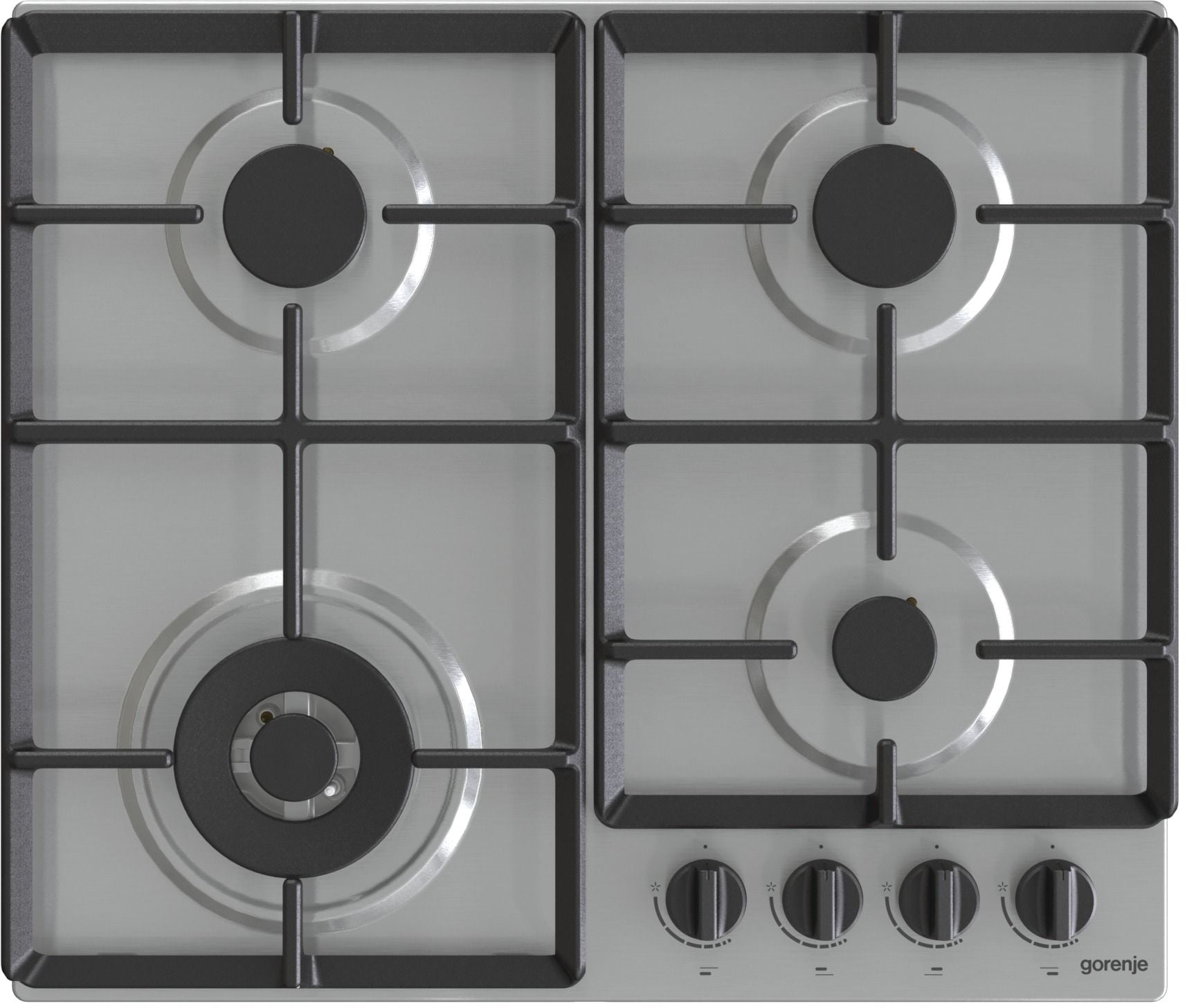 Gorenje Поверхность газовая Gorenje GW641EBX (Essential / Нерж. / нержавеющая сталь / эмаль / XtraSurface / WOK)