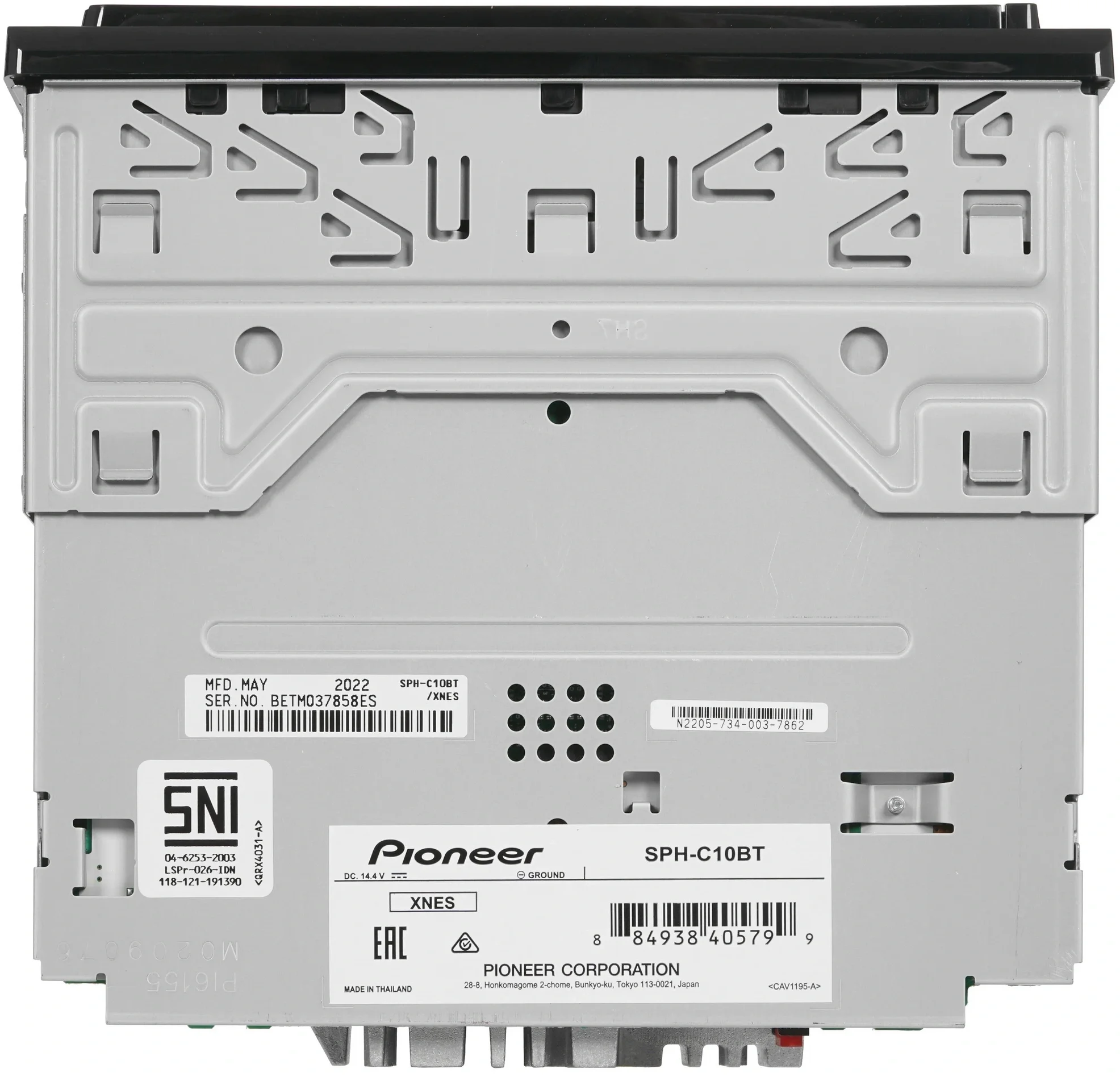 Автомагнитола Pioneer SPH-C10BT, 1 DIN, Bluetooth, USB Type-A, AUX, съёмная панель