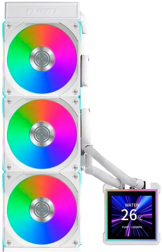 Система водяного охлаждения Lian-Li HydroShift II LCD-S 360CL ARGB Soc-AM5/AM4/1700/1851 белый 4-pin 30dB Al+Cu LCD Ret (G89.GHS2LCDS36CW.R0)